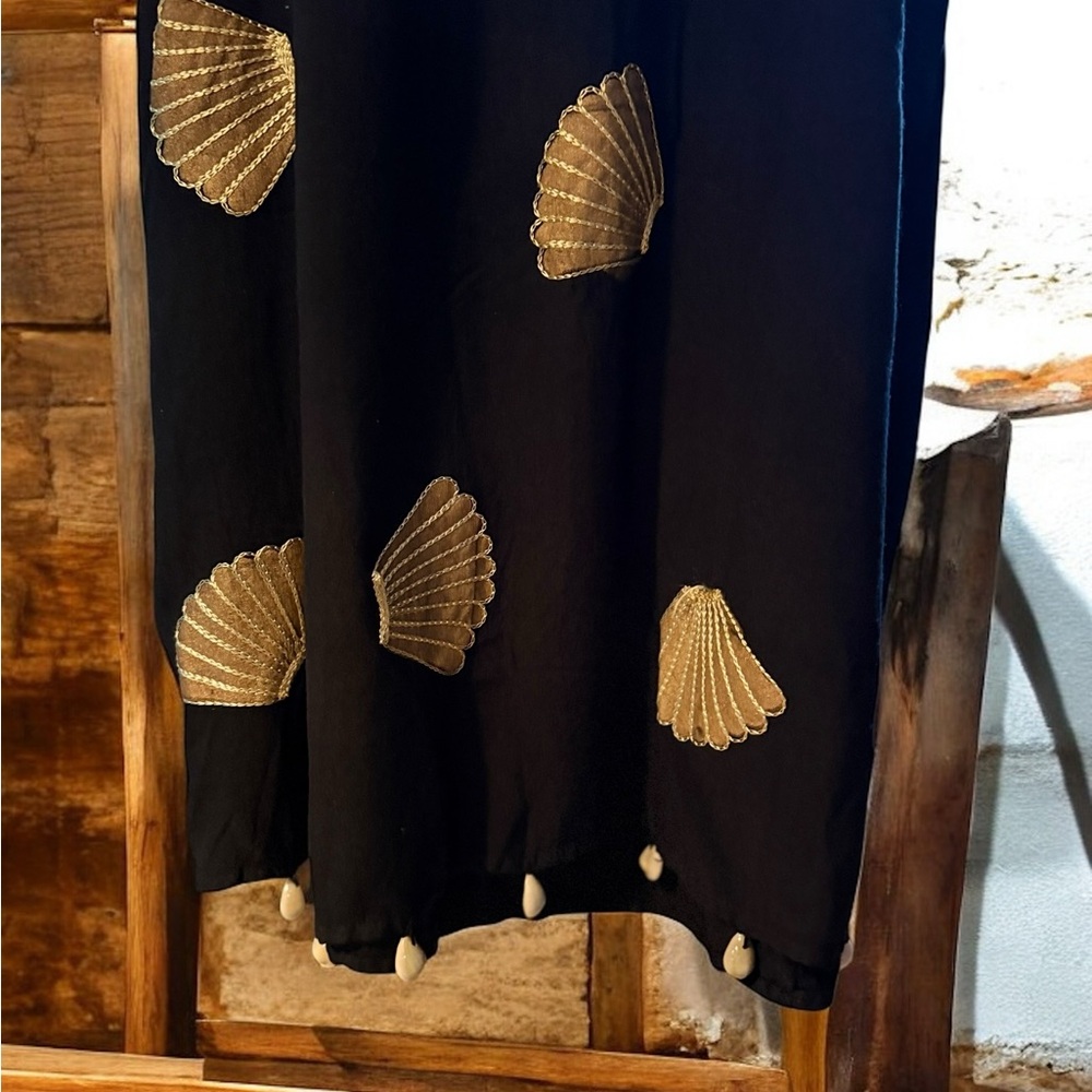 Black Sun Dress with Shell Pattern - Picture 3 of 4